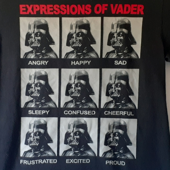 Star Wars expressions of Darth Vader men's black short sleeve t-shirt size M - Picture 3 of 8